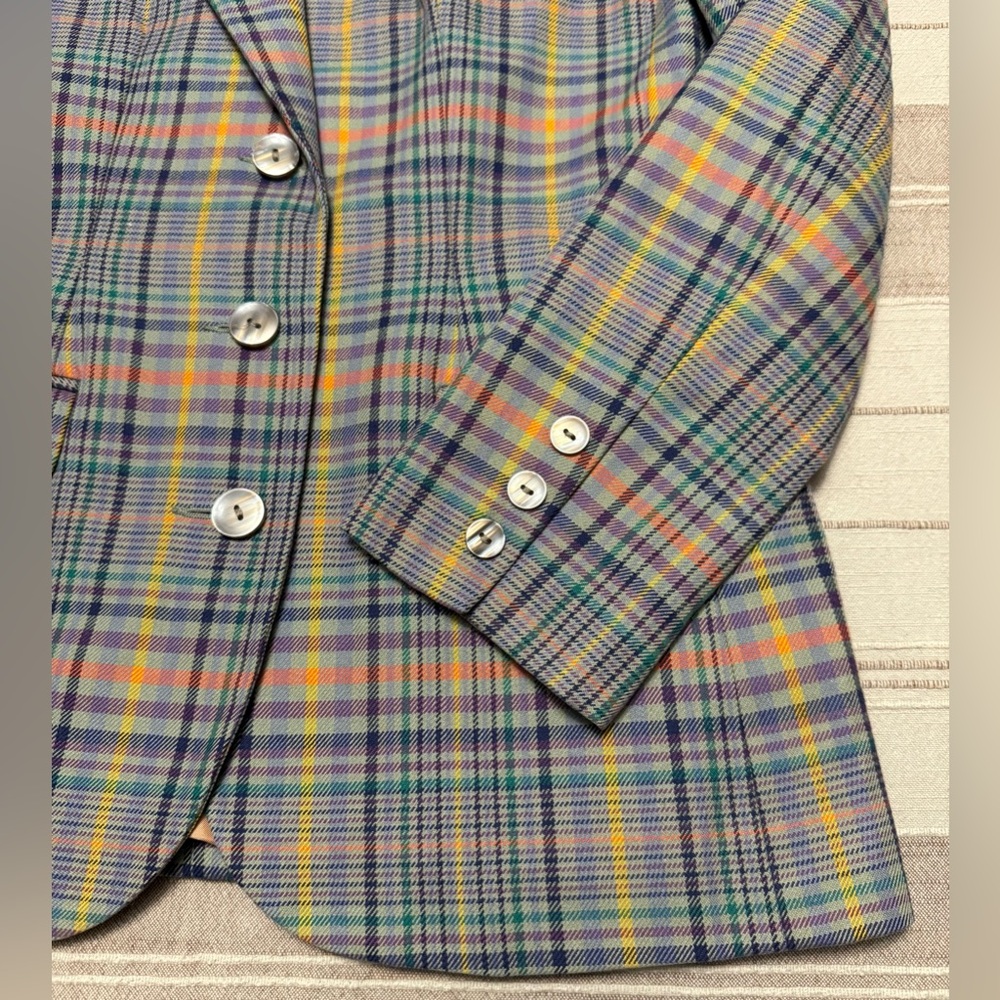 90s early Y2K prep coquette dark academia punkcore GAP vintage plaid blazer XS - Picture 2 of 5